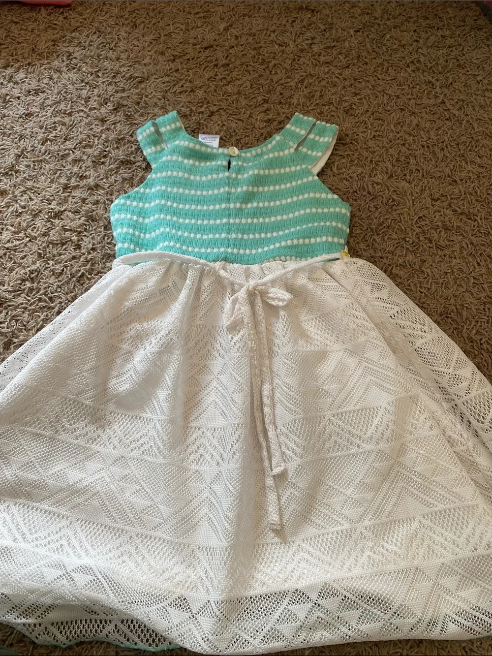 Sweet Heart Rose Aqua and White Daisy-Trim Formal Dress/ 5